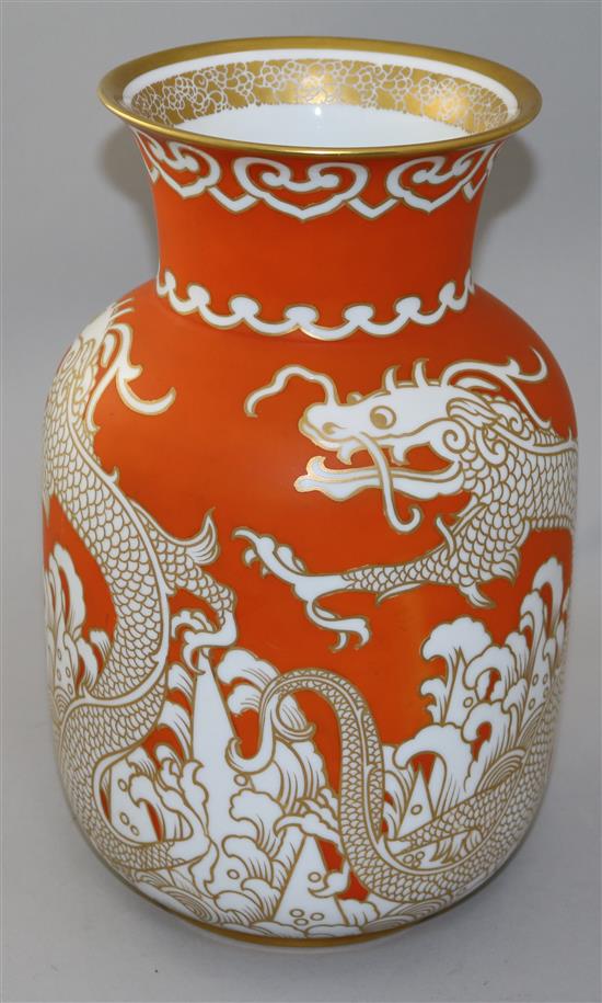 A large Rosenthal Art Deco Ming Dragon vase, c.1922, designed by Hans Schiffner, 32.5cm